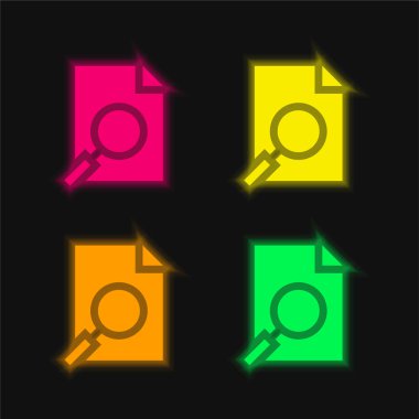 Parlayan dört renk neon vektör simgesini analiz et