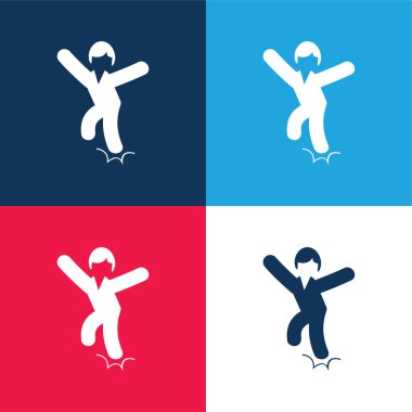 Bilek burkulması mavi ve kırmızı dört renk minimal simgesi