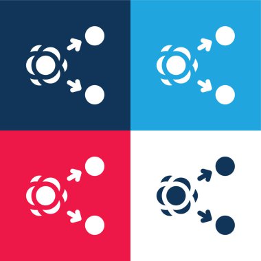Atom mavi ve kırmızı dört renk en küçük simge kümesi