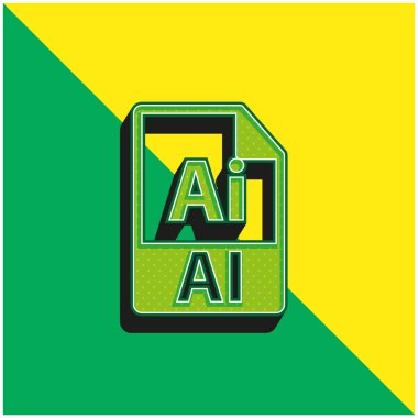 AI Dosya Biçimi Sembol Yeşil ve Sarı 3d vektör simgesi logosu