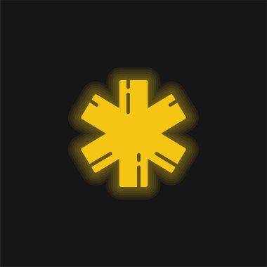 Ambulance yellow glowing neon icon clipart