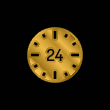 24 Saat Altın Kaplama Metal Simge veya logo Vektörü