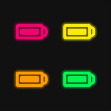 Pil Tam dört renk parlayan neon vektör simgesi