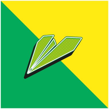 Siyah Origami Düzlemi Yeşil ve Sarı 3D vektör simgesi logosu