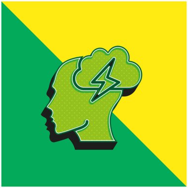 Beyin Fırtınası Yeşil ve Sarı Modern 3D vektör simgesi logosu
