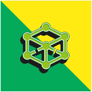 3d Modelleme Yeşil ve Sarı Modern 3D vektör simgesi logosu