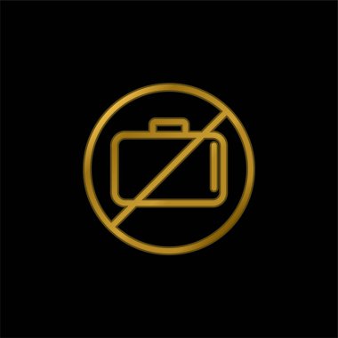 Baggage Ban Signal gold plated metalic icon or logo vector clipart