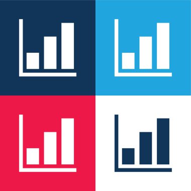 Çizelge mavi ve kırmızı dört renk minimal simge kümesi