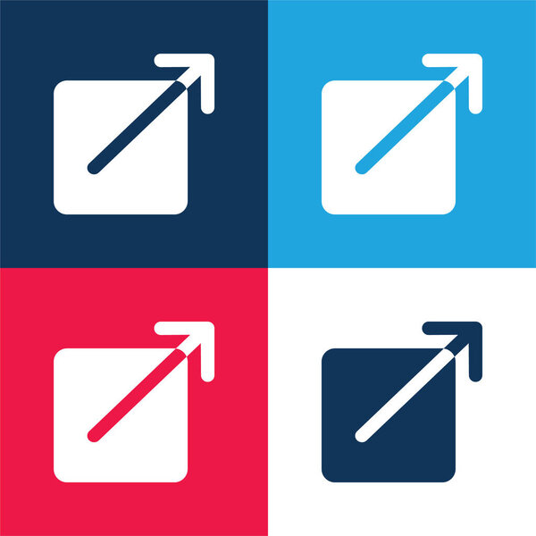 Black Square Button With An Arrow Pointing Out To Upper Right blue and red four color minimal icon set