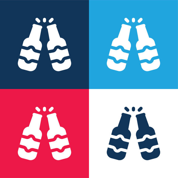 Бутылка пива синий и красный четыре цвета минимальный набор значков