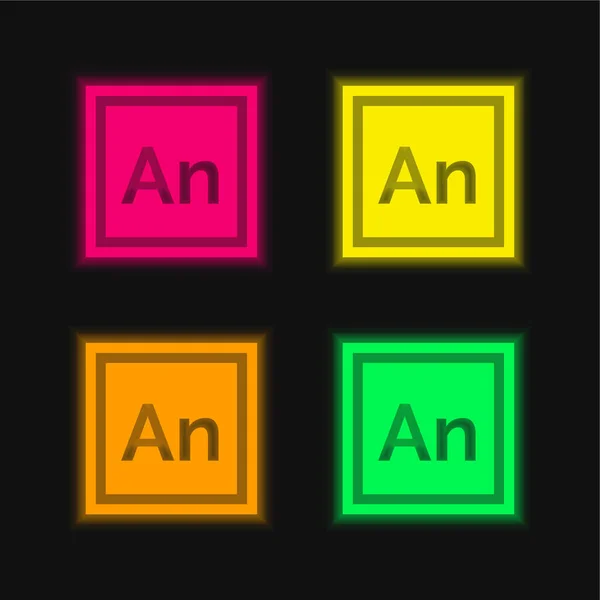 Animate Four Color Glowing Neon Vector Icon — Stock Vector