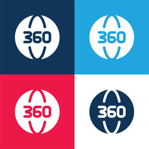 360 градусов синий и красный четыре цвета минимальный набор значков