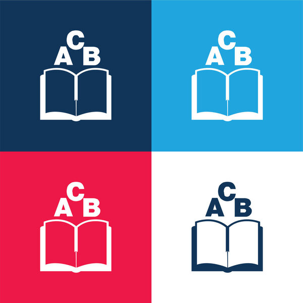 ABC Book blue and red four color minimal icon set