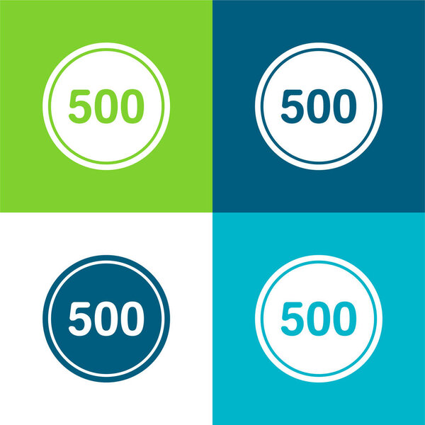 500 In A Black Circle with an Outline Flat four color minimum set