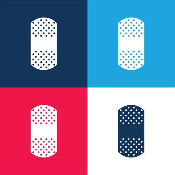 Band Aid Azul Rojo Conjunto Iconos Mínimo Cuatro Colores — Vector de stock