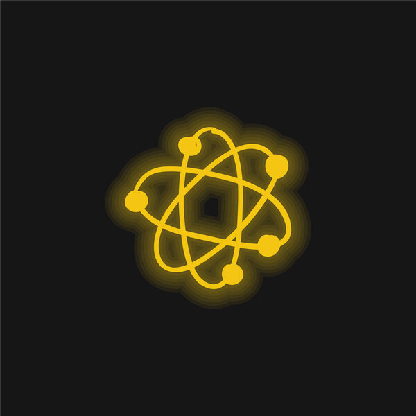 Atom yellow glowing neon icon