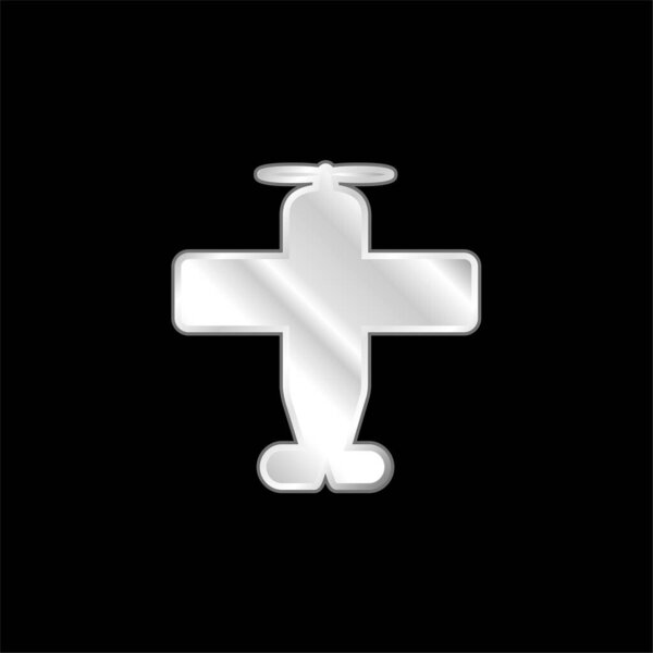Airplane With One Helix silver plated metallic icon