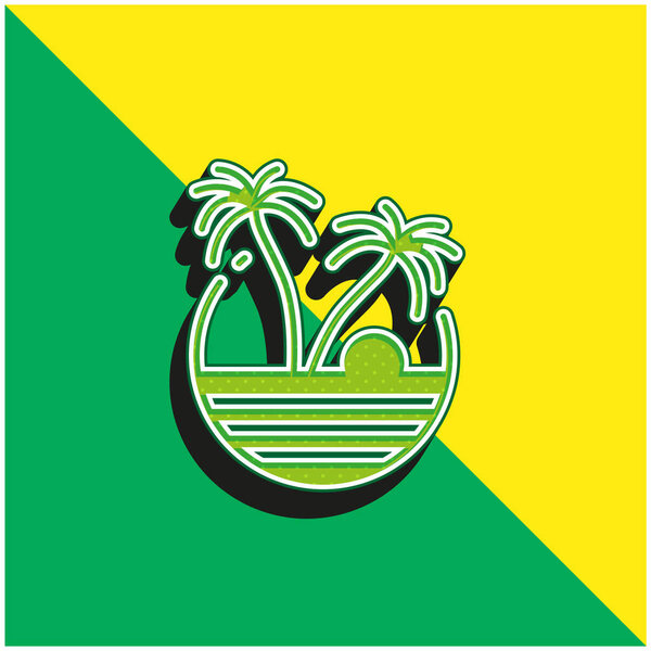 Beach Green Yellow Modern Vector Icon Logo — Stock Vector