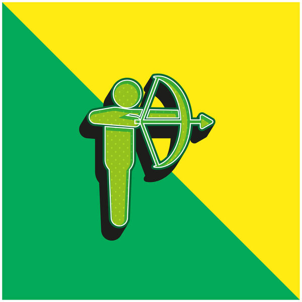 Archery Green and yellow modern 3d vector icon logo