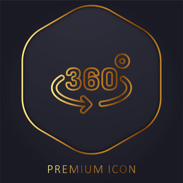 360 Degrees golden line premium logo or icon