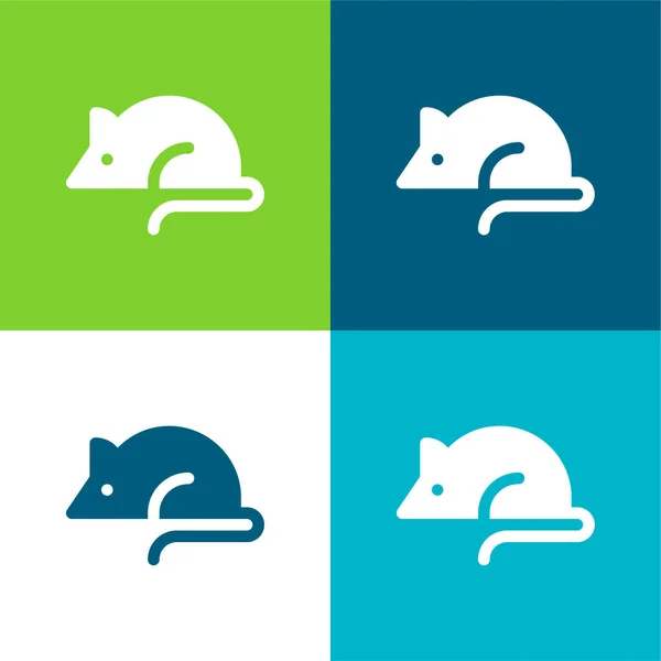 Animal Testing Ensemble Icônes Minimal Plat Quatre Couleurs — Image vectorielle
