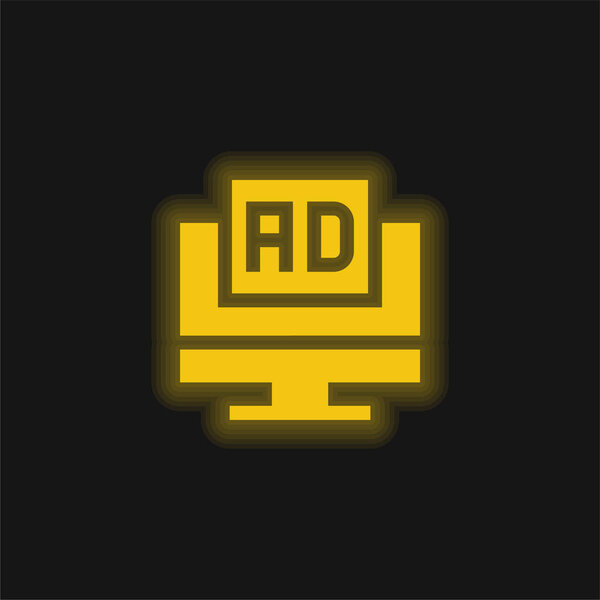 Advertisements yellow glowing neon icon