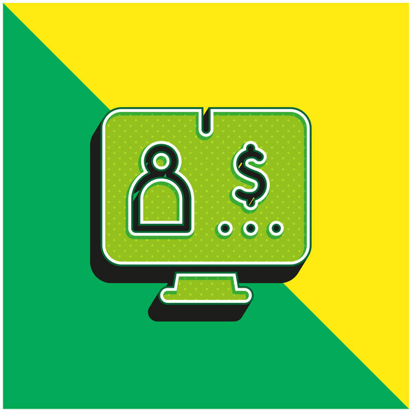 Зеленый и желтый современный 3d логотип векторной иконки