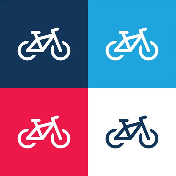 Bicicleta Azul Rojo Cuatro Colores Mínimo Icono Conjunto — Vector de stock