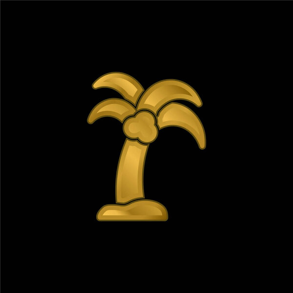 Beach gold plated metalic icon or logo vector