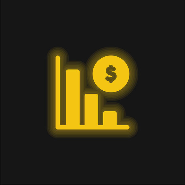 Bankruptcy yellow glowing neon icon