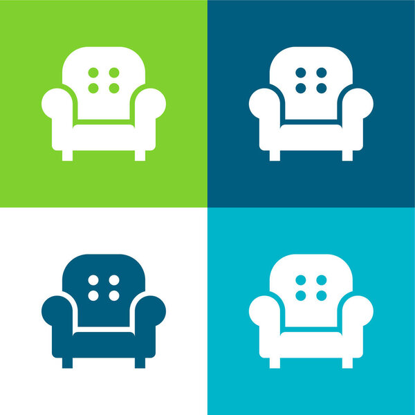 Armchair Flat four color minimal icon set
