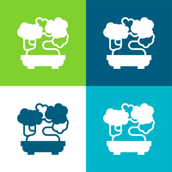 Bonsai Flat four color minimal icon set