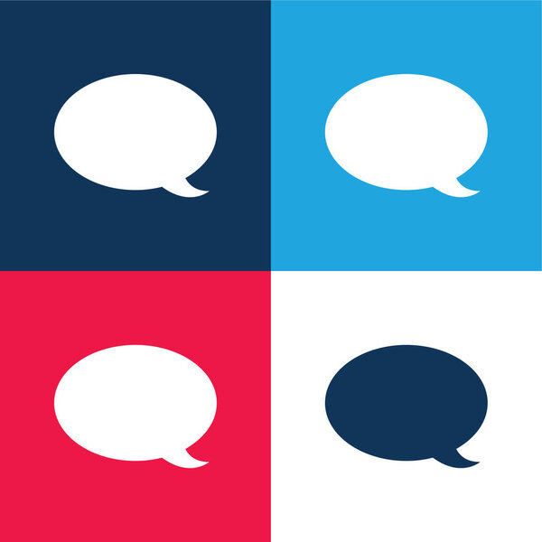 Black Speech Bubble blue and red four color minimal icon set