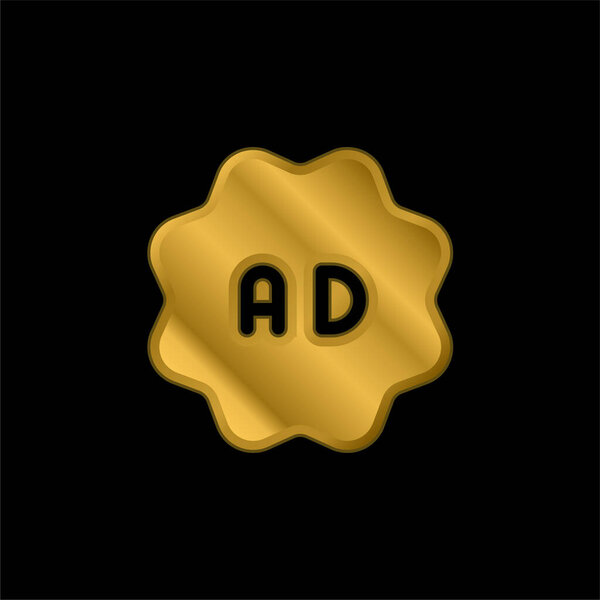 Ads gold plated metalic icon or logo vector