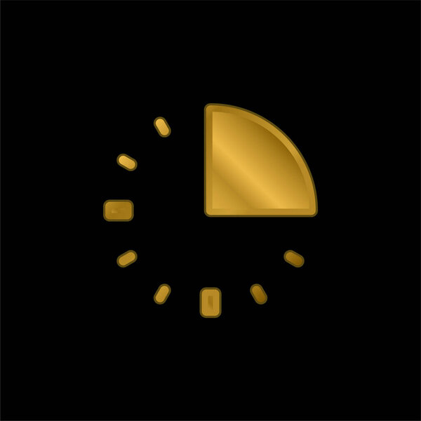 15 Minutes gold plated metalic icon or logo vector