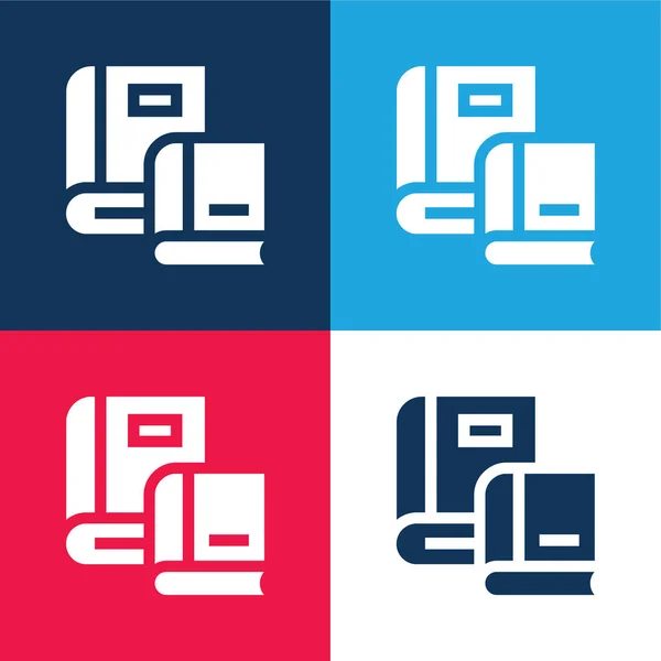 stock vector Book blue and red four color minimal icon set