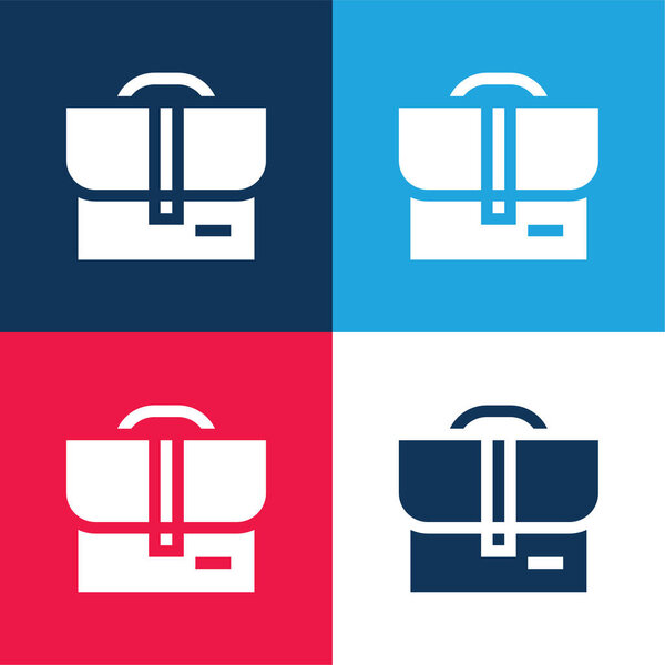 Bag blue and red four color minimal icon set