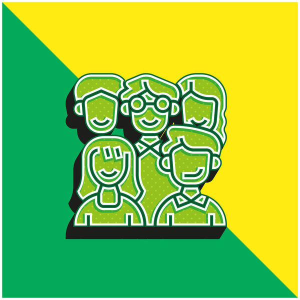 Ancestors Green and yellow modern 3d vector icon logo