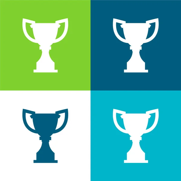 Award Trophy Silhouette Flache Vier Farben Minimal Icon Set — Stockvektor