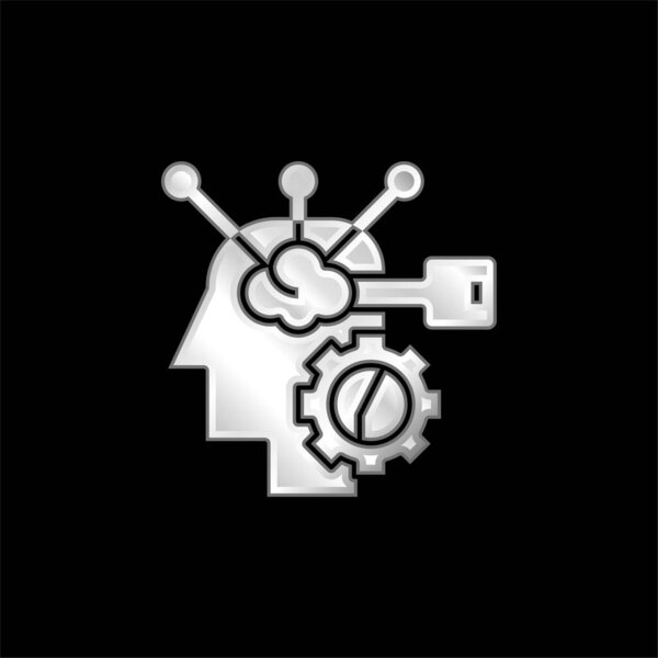 Brain Process silver plated metallic icon