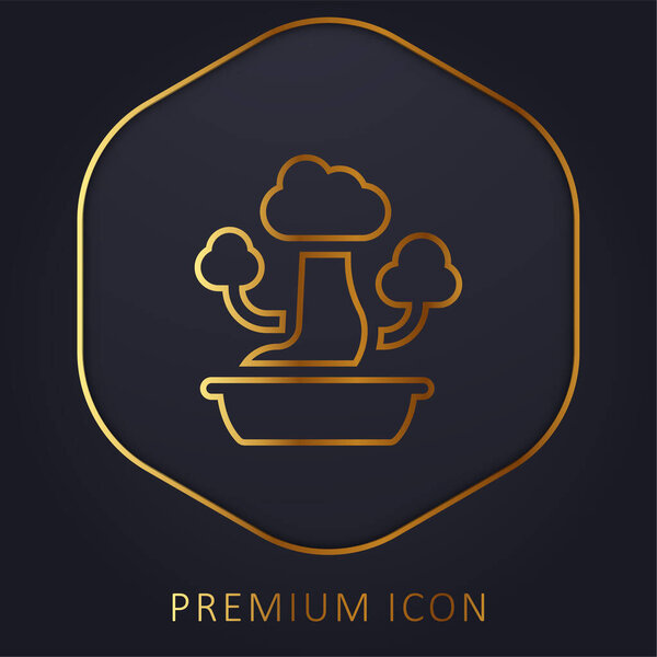 Bonsai golden line premium logo or icon