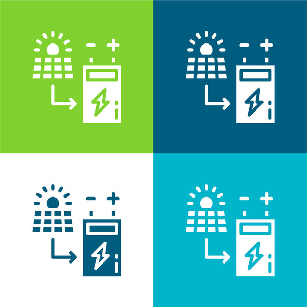 Батарея Плоский четырехцветный минимальный набор значков