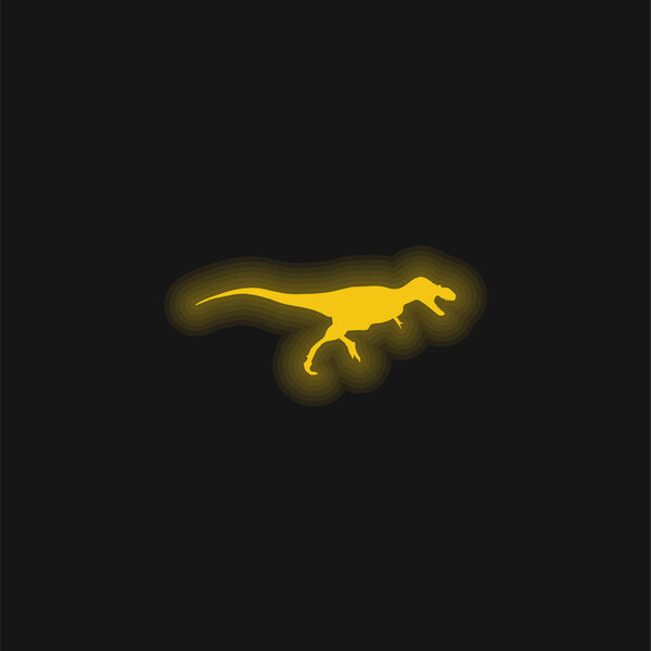 Albertosaurus Dinosaur Side View Shape yellow glowing neon icon