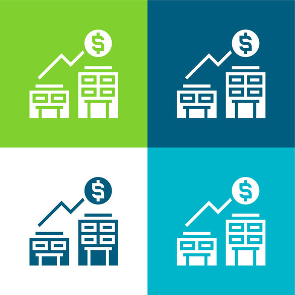 Acquisition Flat four color minimal icon set