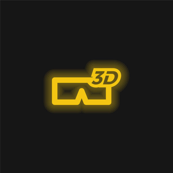 3D Glass Symbol yellow glowing neon icon