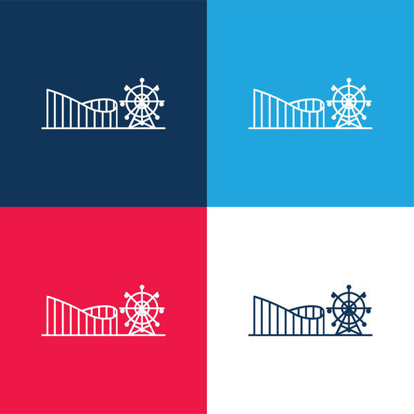 Amusement Park blue and red four color minimal icon set