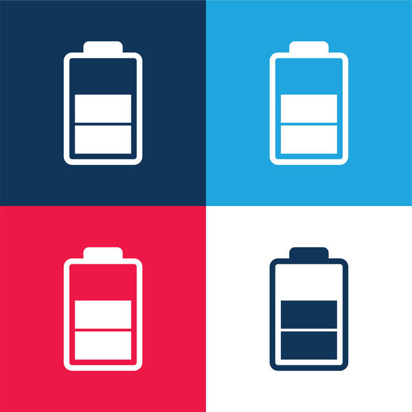 Battery Status Symbol blue and red four color minimal icon set