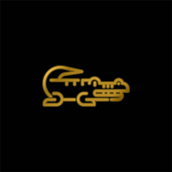 Alligator gold plated metalic icon or logo vector