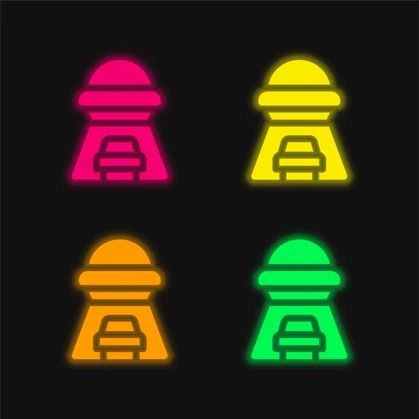 Abduction Four Color Glowing Neon Vector Icon — Stock Vector