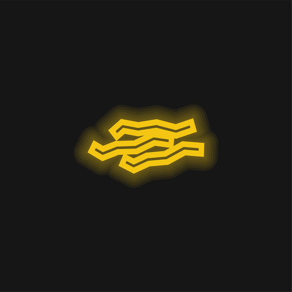 Bacon Strips Outline yellow glowing neon icon